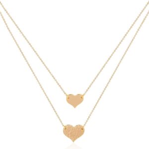 MEVECCO Layered Heart Necklace Pendant Handmade 18k Gold Plated Dainty Gold Choker Arrow Bar Layering Long Necklace for Women
