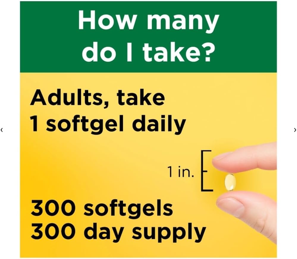 Vitamin D3, 300 Softgels, Vitamin D 1000 IU (25 mcg) Helps Support Immune Health, Strong Bones and Teeth, & Muscle Function, 125% of the Daily Value for Vitamin D in Only One Daily Softgel - Image 3