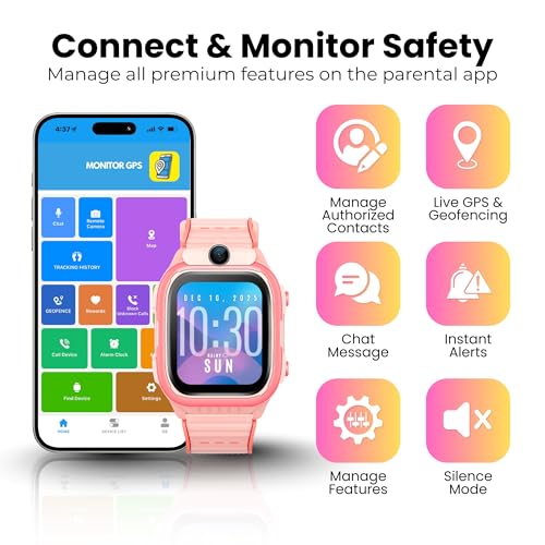 Emojikidz Smartwatch for Kids 3-12| 4G LTE GPS Tracker for Kids & Voice Calling, Texting, SOS Alerts, Camera, Parental Control | Phone Watch for Boys & Girls- Model R Pink - Image 2