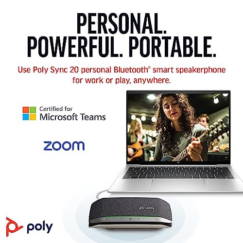 Poly Sync 20 USB-C Personal Portable Smart Speakerphone (Plantronics) – Long Battery Life – Noise/Echo Reduction -Works w/Teams (Certified), Zoom, PC, Mac, Mobile – Amazon Exclusive - Image 2