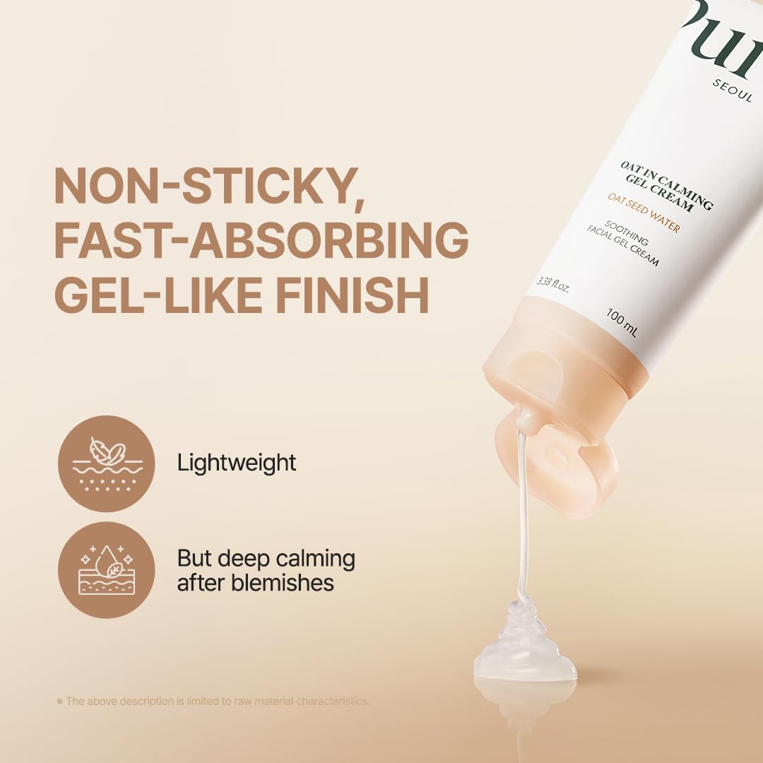 PURITO Oat In Calming Gel Cream, Non-Comedogenic, 77% Oat Seed Water Lightweight Water-Gel Face Moisturizer, Fragrance-Free, Vegan Korean Skincare, Sensitive & Blemish-Prone Skin, 100 mL - Image 5