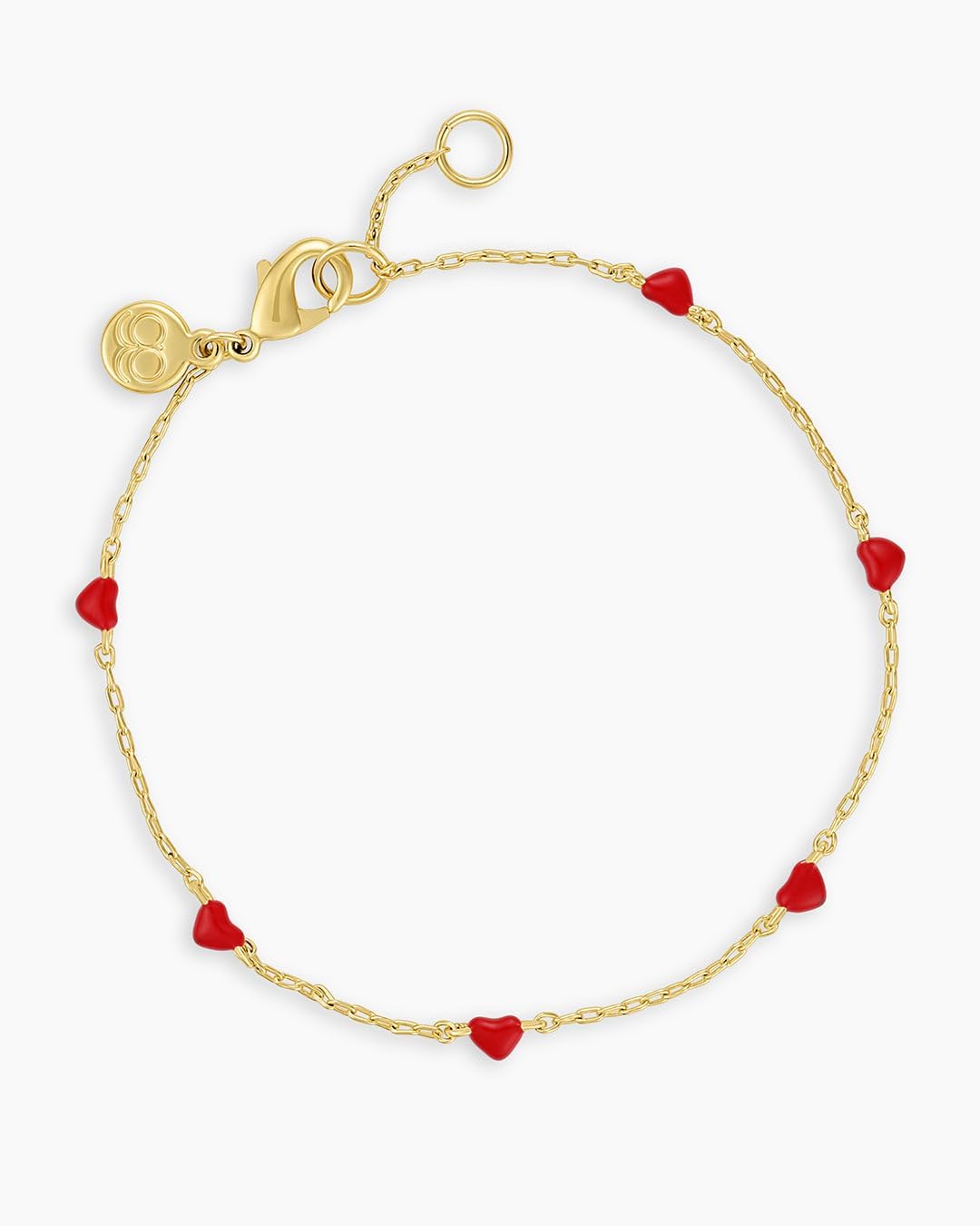 gorjana - Amour Bracelet Red 6 1/2" to 7" - 18k Gold Plated Brass - Red Enamel Hearts - Adjustable Length - Secure Lobster Closure - Ideal Gift Packaging - Everyday Stack, Layering with Other Jewelry - Image 2