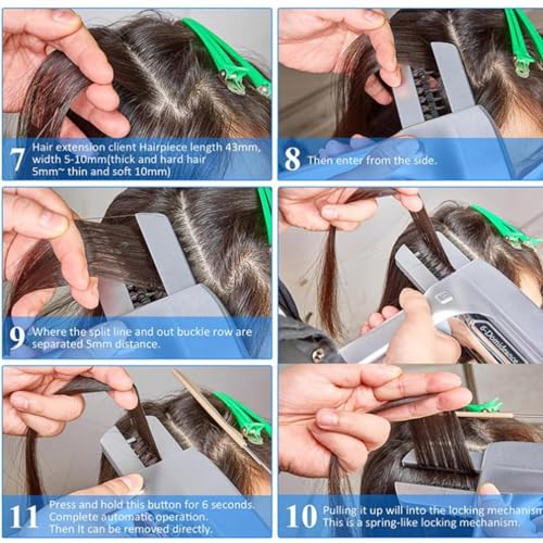 6D Hair Extension Machine Kit, Related Tools for 6D Seamless Hair Extension,5-Pin Hair Extension Gun for Salons, No-Trace Human Hair Extensions Connector - Image 7