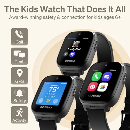 JrTrack 5 Kids Smart Watch by Cosmo | Best Kid-Safe Phone Watch | Precision Real-Time GPS Tracking | Call, Text, Activity, School Settings | Spotify Music | Parental Controls | SOS & Safety Alerts - Image 2