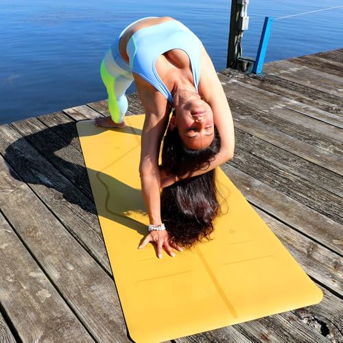 LIFORME Original Yoga Mat & Yoga Pad Bundle Pack – Patented Alignment System, Eco-Friendly, Non-Slip Warrior-Grip, Made with Natural Rubber, Thick, Sweat Resistant, Comfortable - Golden Sand/Grey - Image 5