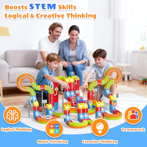 141 PCS klick Rail Electric Train Set with Racer 3D Train, Cube Track & Anti-Gravity Car, STEM Educational Toy for Kids (Ages 3-8), Flexible Race Track for Boys & Girls - Image 3