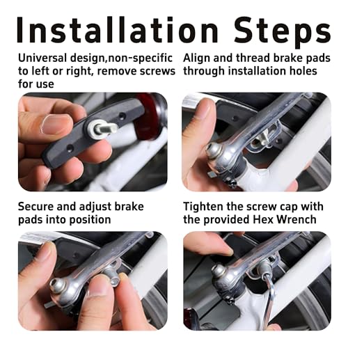 Runseaway 2 Pairs Premium Bike Brake Pads, 70mm Universal V-Brake Blocks for Mountain and Road Bicycles, Includes Hex Wrench, Hex Nut, Shims for Front and Rear Wheels - Image 6