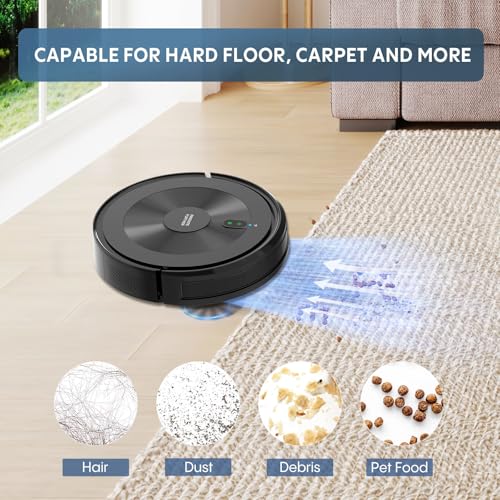 Robot Vacuum and Mop Combo: 3000Pa Suction Robotic Vacuums 120Mins Runtime & APP/Voice/Remote & Scheduled & Self-Charging, Slim Robot Vacuum Cleaner for Home Hard Floor, Low-Pile Carpet, Pet Hair - Image 7