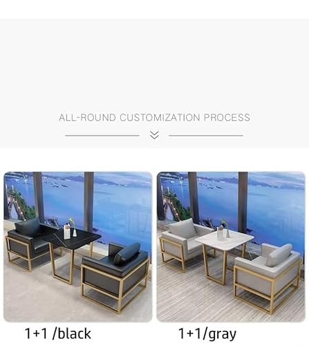 JOSOGO Nordic Style Commercial Leather Sofa Booth Set with Coffee Table, 7 Combination Options, Gray/Black, Suitable for Tea House, Café, Lounge, Reception Area, Restaurant Furniture(Gray Set 6) - Image 8