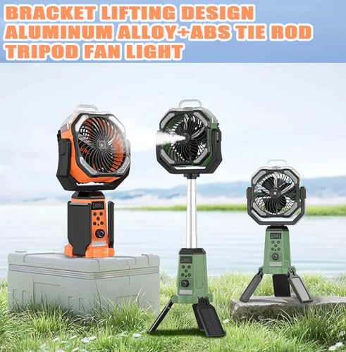 Yiuhhad Solar Camping Fan,With Light,Timer&Power Bank 10w 20000 mAh Battery Solar Powered 360° Rotatable Height Adjustable Foldabie Storage Outdoor Tent Fan, For Picnic,Fishing,Travel (black) - Image 7