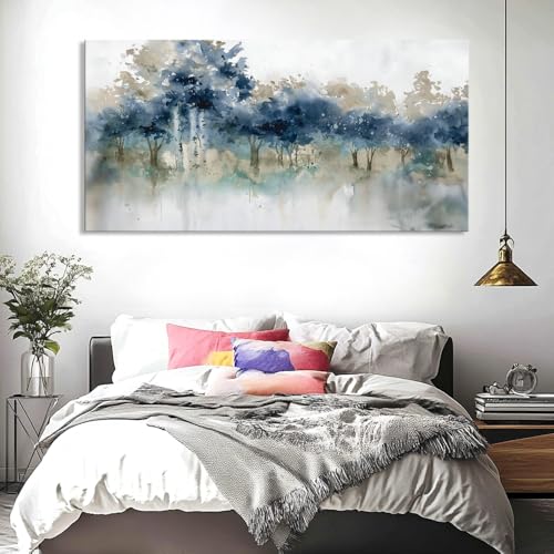Wall Art Landscape Modern Wall Decor Canvas Painting Blue Ink Wall Art Large Artwork for Living Room Bedroom Office Home Decor 40"x79" with Framed - Image 5