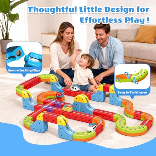141 PCS klick Rail Electric Train Set with Racer 3D Train, Cube Track & Anti-Gravity Car, STEM Educational Toy for Kids (Ages 3-8), Flexible Race Track for Boys & Girls - Image 5