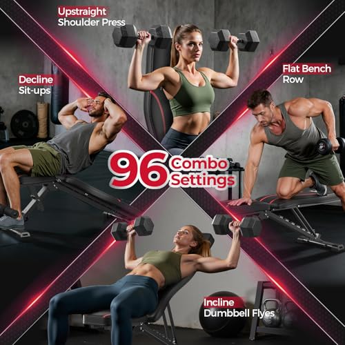 FLYBIRD Adjustable Bench,Utility Weight Bench for Full Body Workout- Multi-Purpose Foldable Incline Bench (Black) - Image 7