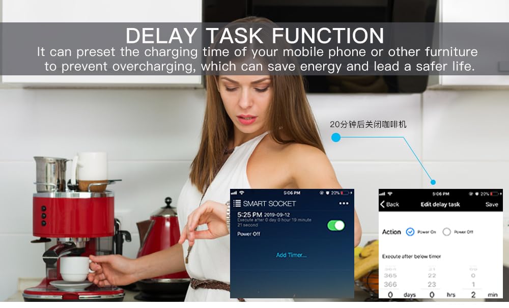 Smart Plug, Wi-Fi Outlet Socket Compatible with Alexa and Google Home, Automate APP, Timer Function, Voltage Measurement Function, (4 pcs) - Image 3