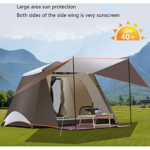 3-6 Persons Double Layer 2 Hall 1 Rooms Large Outdoor Family Party Tents Big Space Waterproof Anti-UV Camping Tent (Color : Brown) - Image 6