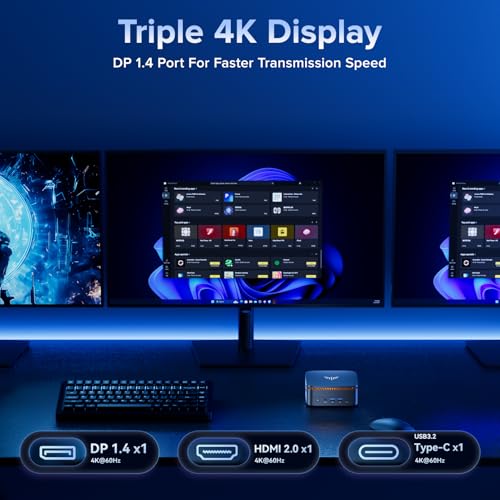 KAMRUI Pinova P1 Mini PC, W-11 Pro AMD Ryzen 4300U(Beat 3500U/N150/N95, up to 3.7GHz), 16GB RAM 256GB SSD Mini Desktop Computer Support 4K HDMI+DP+Type-C, Mini PC with Dual WiFi, Business Home Office - Image 5