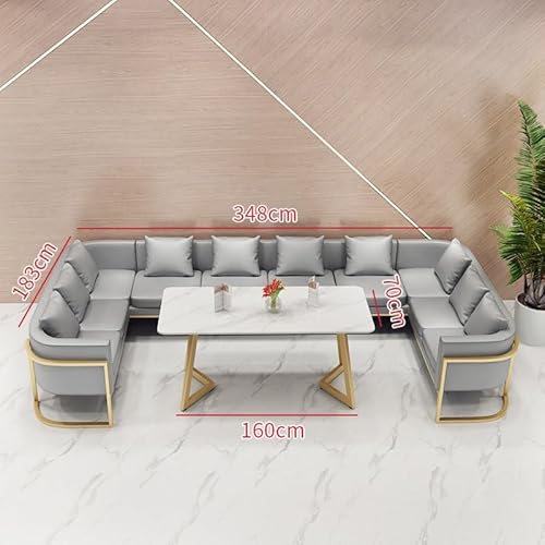 JOSOGO Nordic Style Commercial Leather Sofa Booth Set with Coffee Table, 7 Combination Options, Gray/Black, Suitable for Tea House, Café, Lounge, Reception Area, Restaurant Furniture(Black Set 7) - Image 4