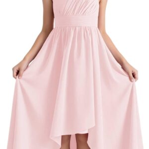 Junior Girls Bridesmaid Dress One Shoulder jr Bridesmaid Dresses for Teens Hi-Lo Flower Girl Formal Gown Wedding