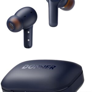 Donner Wireless Earbuds Noise Cancelling, Bluetooth 5.2 Earphones with ENC for Clear Calls, 12mm Drivers & Balanced Armature, App for Custom EQ, 32H Playtime, Fast Charging – Dobuds ONE, Blue