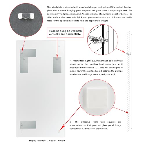 Empire Art Direct "Granite I A Frameless Free Floating Reverse Printed Tempered Art Glass Wall Art, Ready to Hang, Living Room, Bedroom & Office, 72" x 36" x 0.2" - Image 4