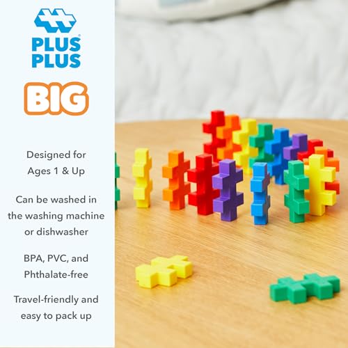 PLUS PLUS BIG - Open Play Set - 600 Piece in Storage Tub- Basic Color Mix, Construction Building Stem Toy, Interlocking Large Puzzle Blocks for Toddlers and Preschool - Image 6