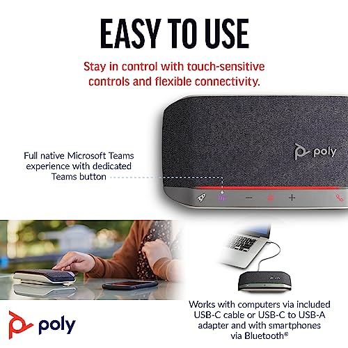 Poly Sync 20 USB-C Personal Portable Smart Speakerphone (Plantronics) – Long Battery Life – Noise/Echo Reduction -Works w/Teams (Certified), Zoom, PC, Mac, Mobile – Amazon Exclusive - Image 5