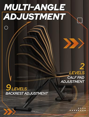 FitGoods Weight Bench Press, Foldable Workout Bench for Home Gym, 660 LBS Stable Incline Decline Bench for Full Body, Weight Benches for Home Gym, Sit up Bench Strength Training Benches - Image 3