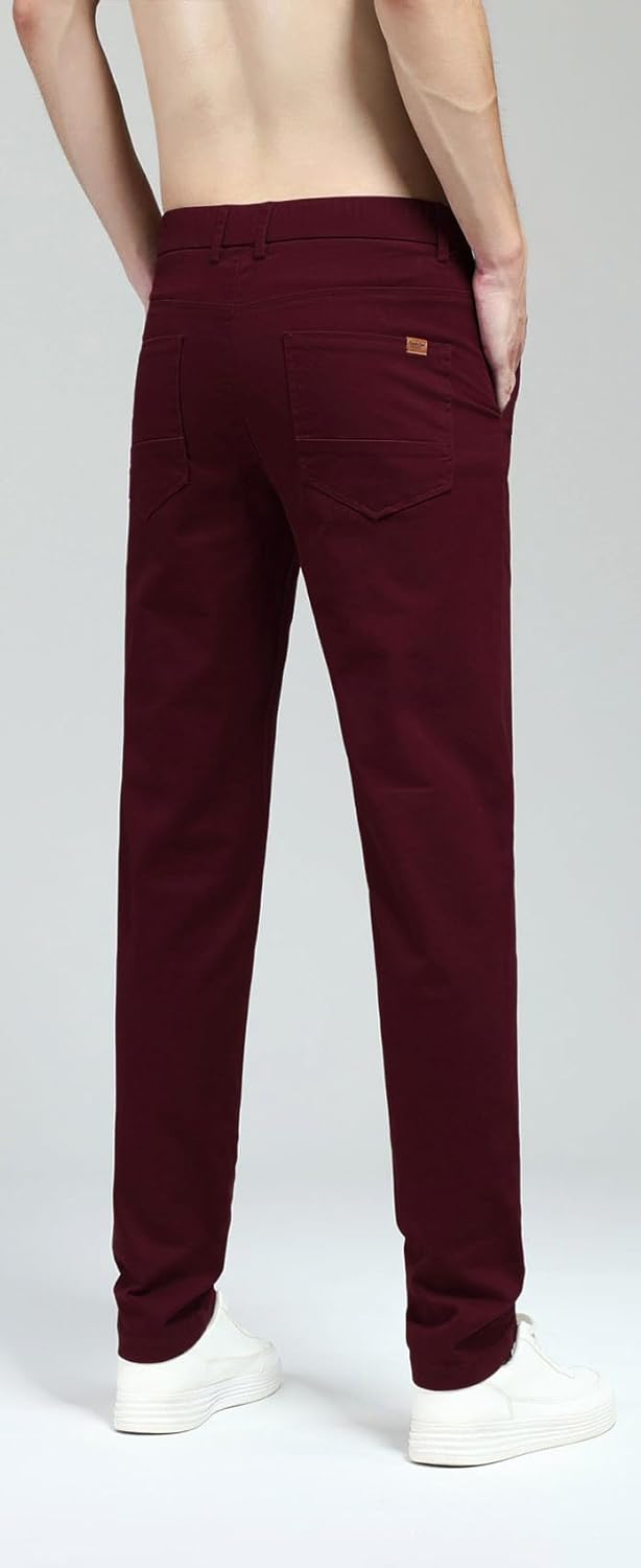 Plaid&Plain Men's Skinny Stretchy Khaki Pants Colored Pants Slim Fit Slacks Tapered Trousers - Image 2