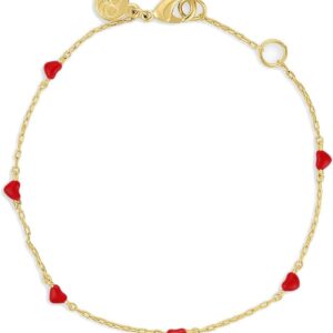 gorjana – Amour Bracelet Red 6 1/2″ to 7″ – 18k Gold Plated Brass – Red Enamel Hearts – Adjustable Length – Secure Lobster Closure – Ideal Gift Packaging – Everyday Stack, Layering with Other Jewelry