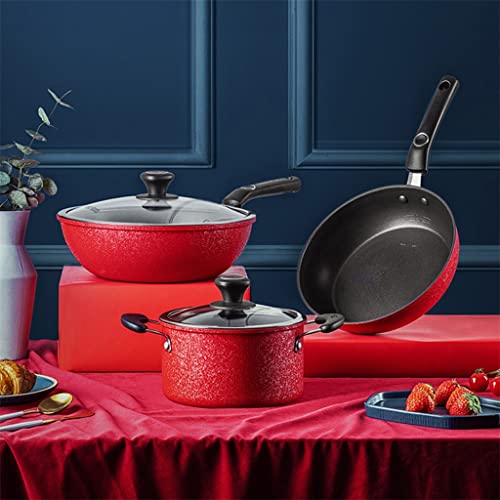 HSIJYGX 3 Piece Cookware Set Household Pot Wok Frying Soup Nonstick Kitchen Combination - Image 4