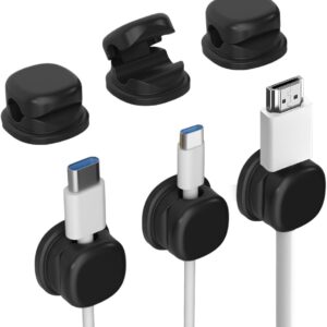 Magnetic Cable Clips 6pcs, Cord Organizer Adjustable Wire Holder for Desk, Phone, Car Adhesive Cable Clips for Home Office Desk Accessories, Wall, Nightstand, Under Desks Cables Management (Black)