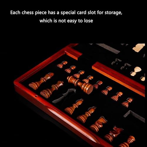 EHVYBDX International Chess Large Wooden Chess Set Luxury Chess Set Folding Chess Board Games with Chess Pieces and Storage Slots for Family Adult Chess Gifts - Image 6
