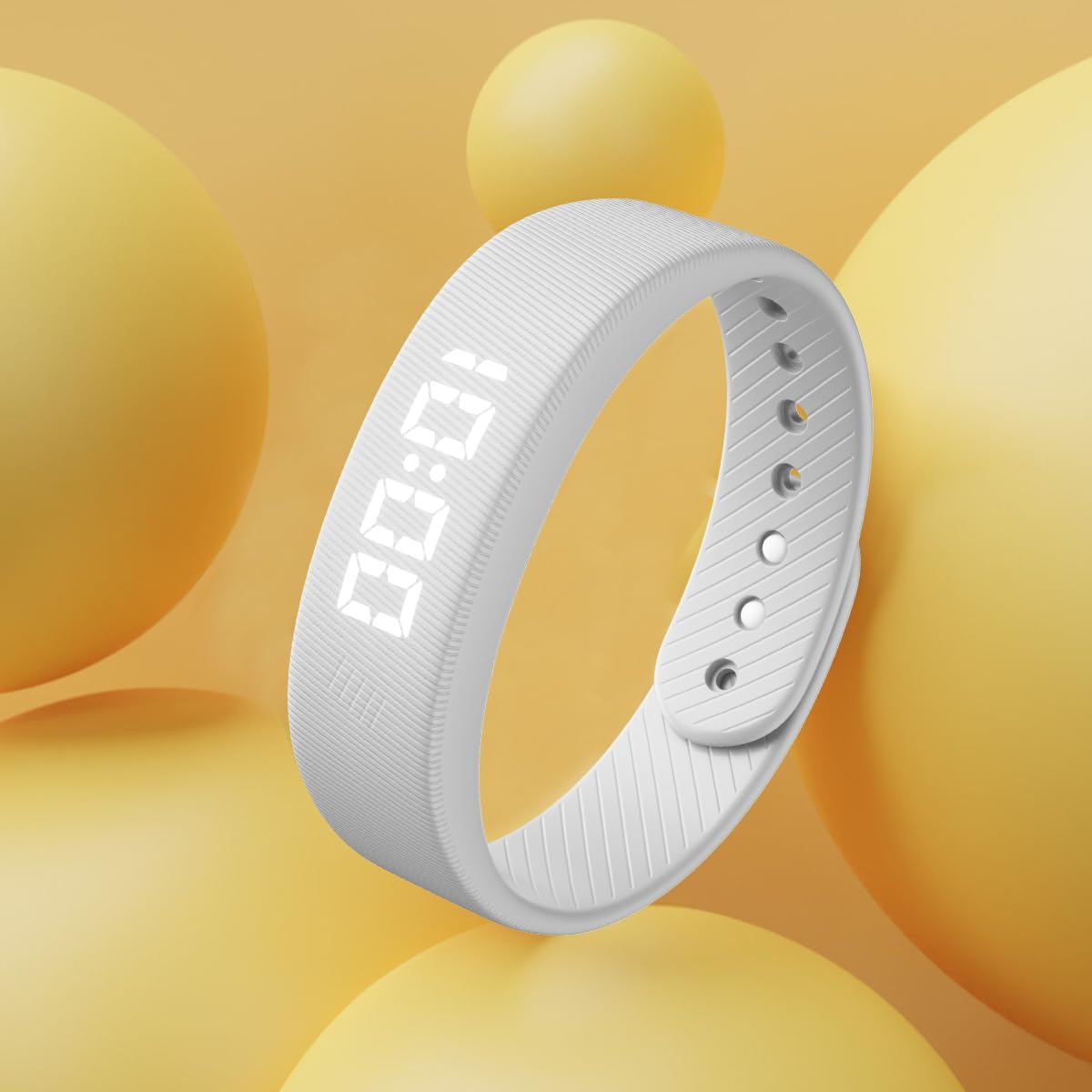 Gosasa Lightweight LED Digital Sport Watch Waterproof Fitness Tracker with Calorie Counter, Pedometer, Vibrating Alarm, USB Rechargeable Silicone Wristband for Men Women (White) - Image 2