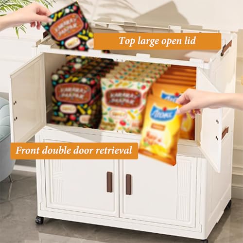 RUJHGL Foldable Storage Bins with Lids High-Capacity Storage Bins Thickening Plastic Stackable Storage Bins with Doors and Wheels - Image 3