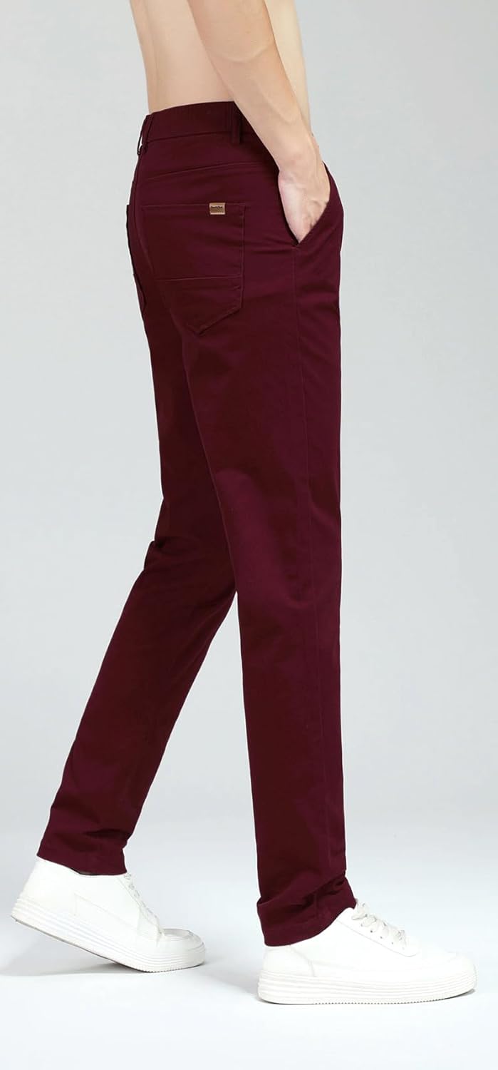 Plaid&Plain Men's Skinny Stretchy Khaki Pants Colored Pants Slim Fit Slacks Tapered Trousers - Image 4