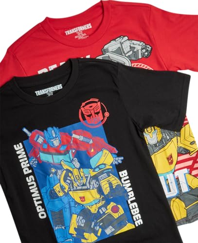 TRANSFORMERS Boys T-Shirt - 2 Pack Optimus Prime Bumble Bee Autobot Graphic Tee - Short Sleeve Shirt for Toddler/Boys (3T-16), Size 5-6, Transformers Black/Red - Image 2