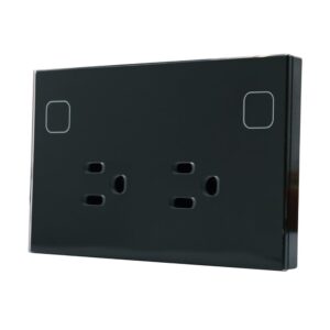 Zigbee Smart Outlet in-Wall 110–220V, Energy Monitoring, 2.4GHz Tuya/Smart Life, No Hub, Glass Panel, Black