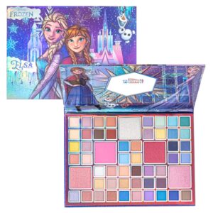 Disney Frozen Elsa and Anna 55 Well Eye Shadow Palette with Mirror, Makeup for Girls and Teens, Shimmery and Matte Colors, by Townley Girl