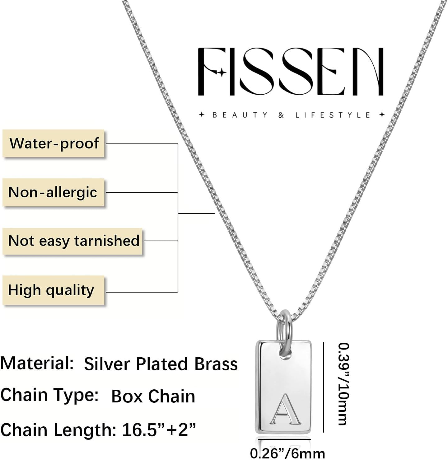 Initial Necklaces for Women Silver Plated Letter Necklace Dainty Silver Name Necklace Personalized Initial Tag Pendant Necklaces for Women Trendy Silver Jewelry - Image 5