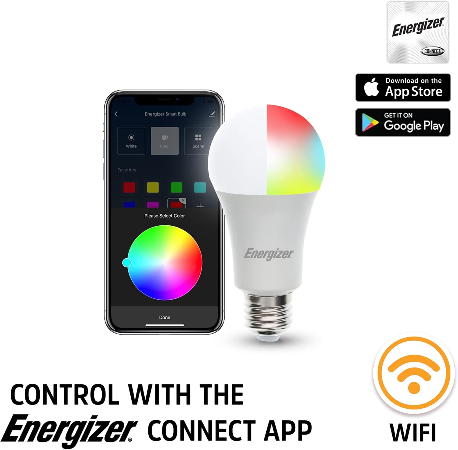 Energizer Connect Smart A19 LED White & Multi-Color RGB Light Bulb with Voice Control and Remote Access Through Your Smartphone | Compatible with Alexa and Google Assistant, 2 Pack - Image 8