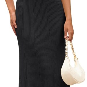 MEROKEETY Women’s 2026 Spring Ribbed Maxi Dress Summer V Neck Button Short Sleeve Slim Fit Bodycon Knit Sweater Dresses