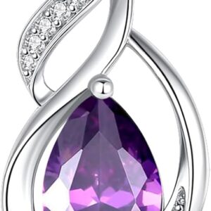 FANCIME Birthstone Necklace for Women Teardrop Necklace S925 Sterling Silver Infinity Love Birthday Gifts for Mom Women Girls, 16″+2″ Inches