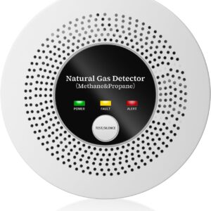 Natural Gas Detector Alarm – 10s Methane/Propane Leak Alert CH4 Gas with 85dB Siren & LED Flash, Battery-Powered Gas Monitor for Home Kitchen RV Safety (3 Battery Included)