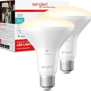 Sengled Alexa Light Bulbs, Updated FFS Smart Flood Light, Smart Bulb That Works with Alexa & Google Assistant, 7.5W 65W Equivalent,2700K BR30 Smart Light, No Hub Required, 2.4Ghz WiFi Only, 2 Pack