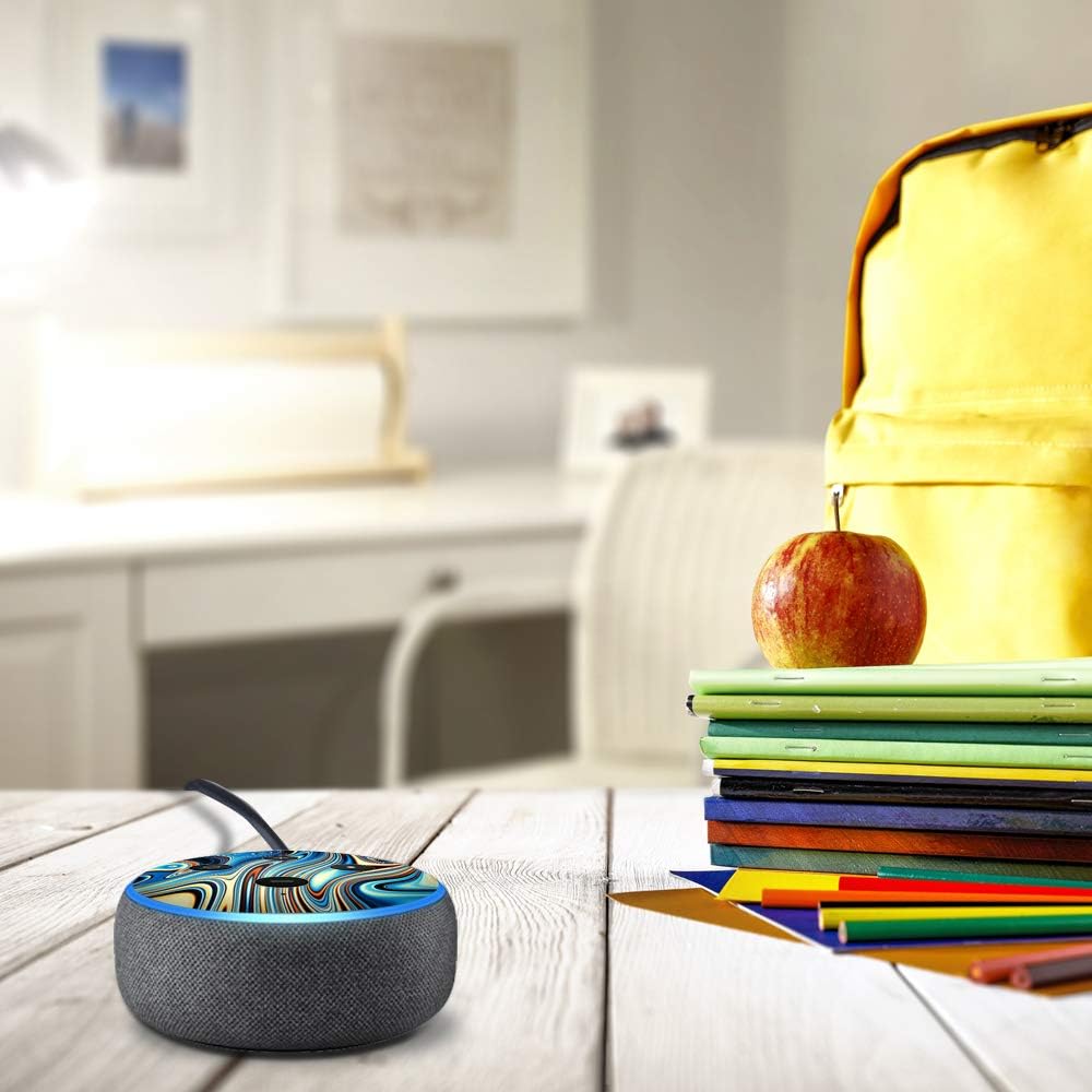 Blue Oragne Psychadelic Oil Slick - Vinyl Decal Skin Compatible with Amazon Echo Dot 3rd Generation Alexa - Decorations for Your Smart Home Speakers, Great Gift for mom, dad, Birthday, Kids - Image 5