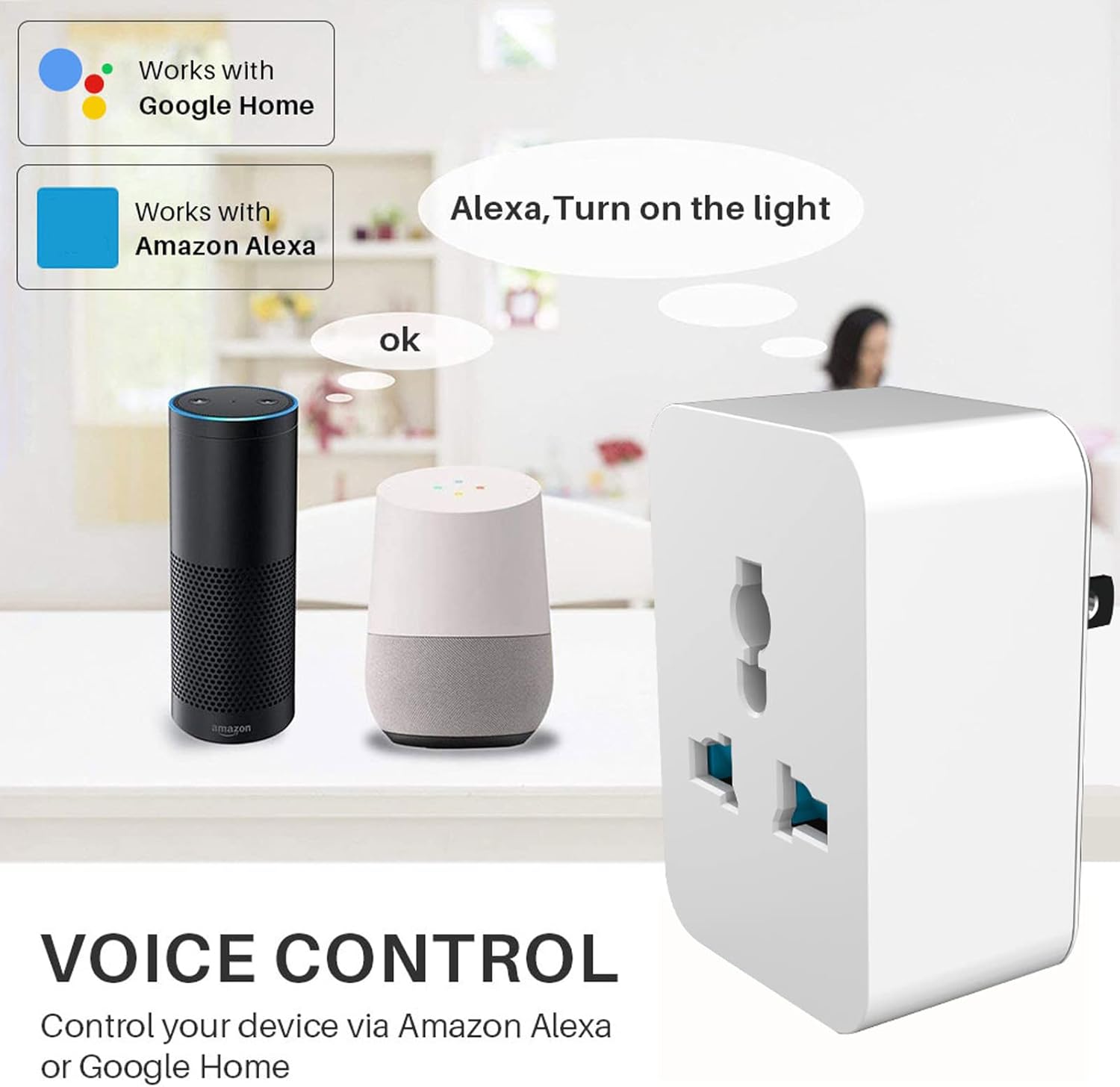 Marhynchus WiFi Smart Plug 15A 2.4G Bluetooth Outlet with Schedule Timer Function Voice and APP Control Smart Socket US Plug AC 100 to 240V - Image 3