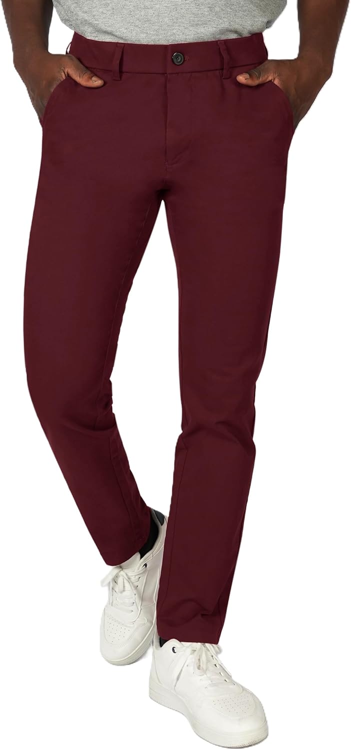 Plaid&Plain Men's Skinny Stretchy Khaki Pants Colored Pants Slim Fit Slacks Tapered Trousers - Image 9