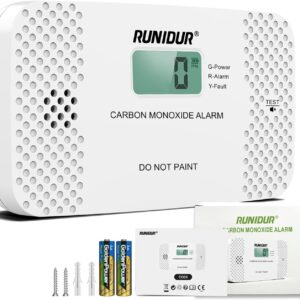 Carbon Monoxide Detectors Replaceable AA Battery-Powered LCD Display Portable Carbon Monoxide Detector for Travel,RV.(1-Pack) US-CO03