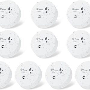 Geevon 10 Pack Water Leak Detectors, 100dB Water Sensor Alarms Flood Detector for Basements, Bathrooms, Laundry Rooms, Kitchens, Garages, and Attics, Water Alarms Battery-Operated (Battery Included)