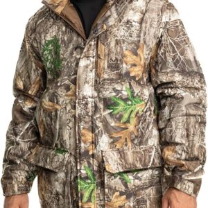 Realtree Men’s Camo Hunting Insulated Cold Weather Parka Jacket – Water-resistant, Mid-weight and Super Warm